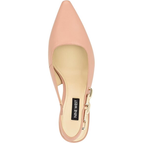 Nine West Womens Light Natural Leather Closed Pointed Toe Sling Back Veroni Pump - Picture 2 of 6